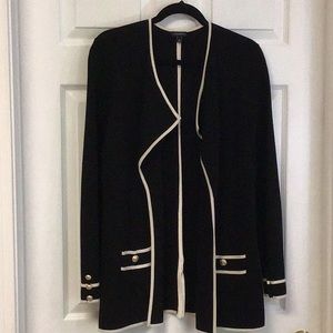Talbots b&w sweater jacket size L.